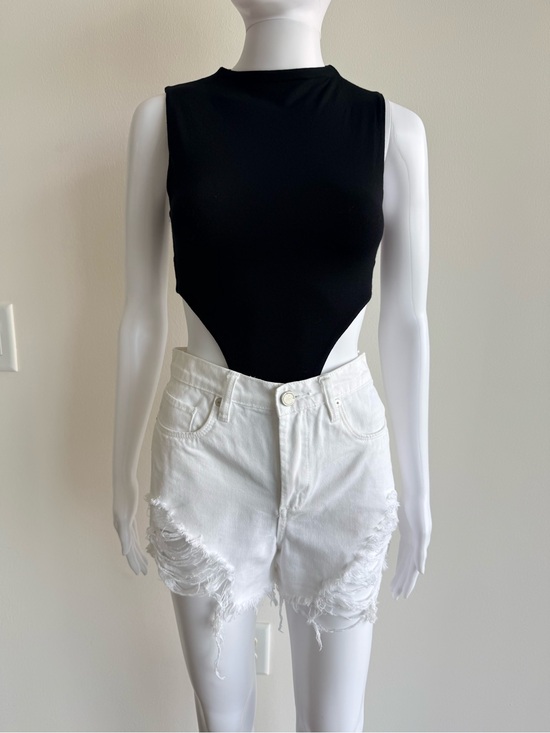 naked wardrobe Tops - naked wardrobe Black High-cut Sleeveless Bodysuit